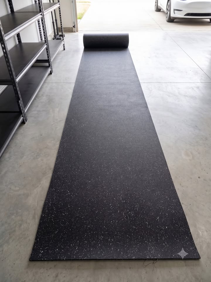 8mm(5/16th inch) Rubber Gym Flooring rolls mats (Black with confetti finish)
